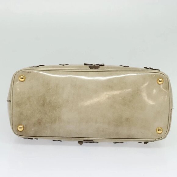 PRADA Hand Bag Enamel 2way Beige Gold Auth - Picture 5 of 16